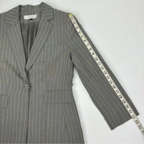 Tahari ASL Women's‎ Gray Green Pinstripe One Button Business Career Blazer 6/C37 - Picture 12 of 13